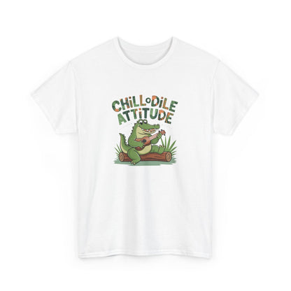 T-shirt Chillodile Attitude détente jungle blanc ou gris humour animal amusant crocodile