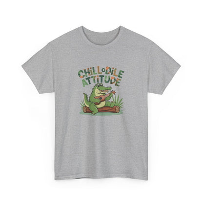 T-shirt Chillodile Attitude détente jungle blanc ou gris humour animal amusant crocodile