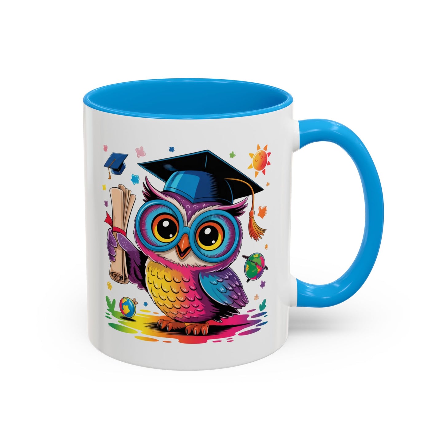 Mug Hibou Diplômé – Tasse Chouette Colorée avec Diplôme et Mortier – Cadeau Étudiant 325ml