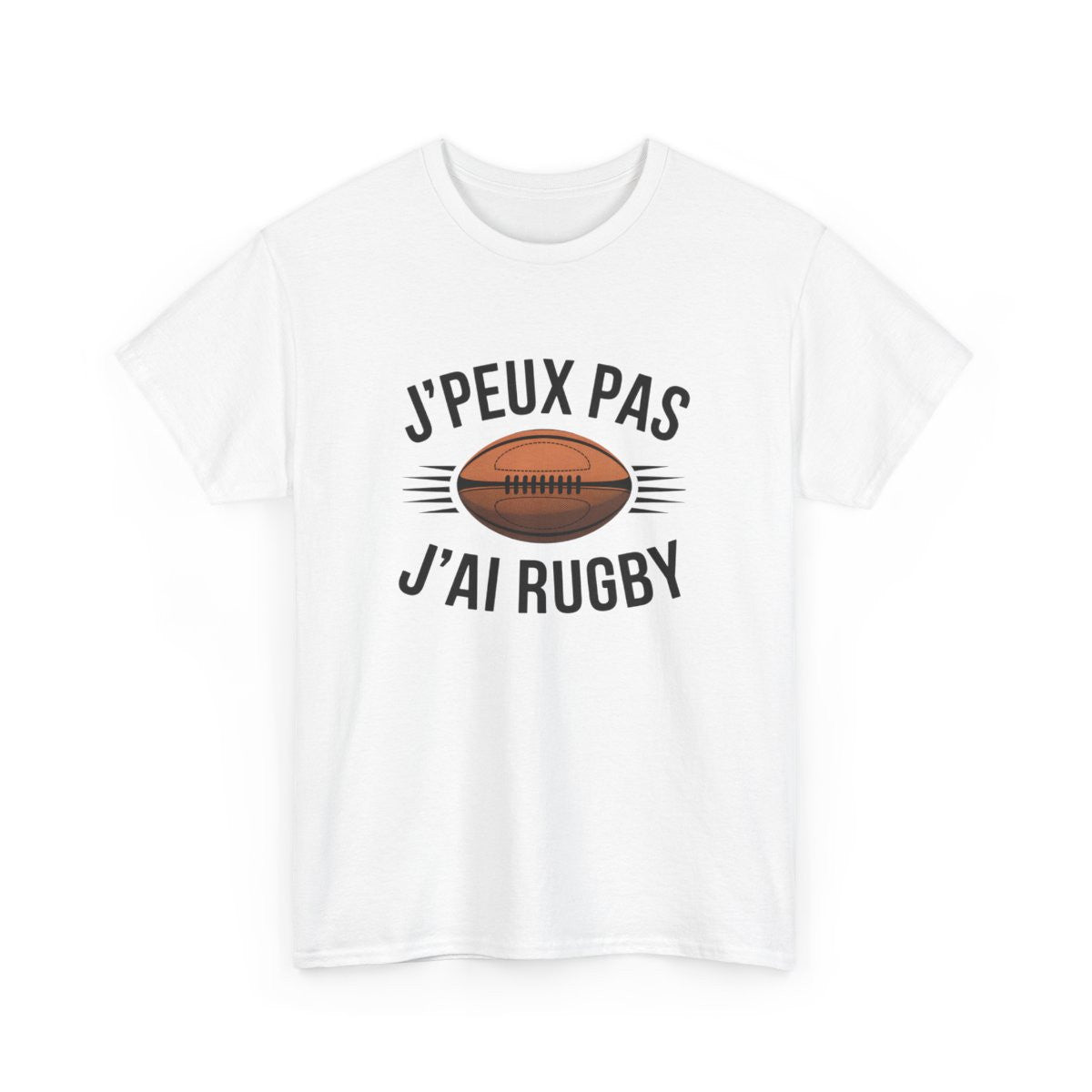 T shirt Blanc Gris J’Peux Pas J’ai Rugby  Tee Shirt Humoristique Sportif Rugby Homme Femme Supporter