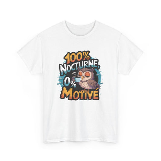 T shirt Chouette Drôle 100% Nocturne  Design Hibou Fatigué Humour Décontracté Blanc Gris Noir