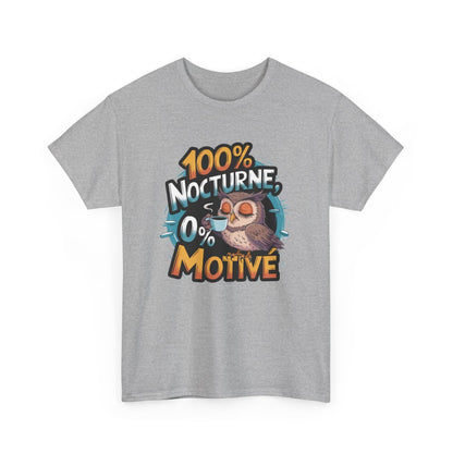 T shirt Chouette Drôle 100% Nocturne  Design Hibou Fatigué Humour Décontracté Blanc Gris Noir