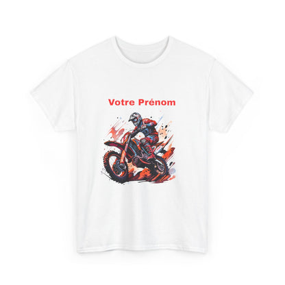 T shirt Motocross Personnalisable avec Prénom  Design Motard Stylé en Noir, Blanc et Gris  Cadeau Moto Cross Unique