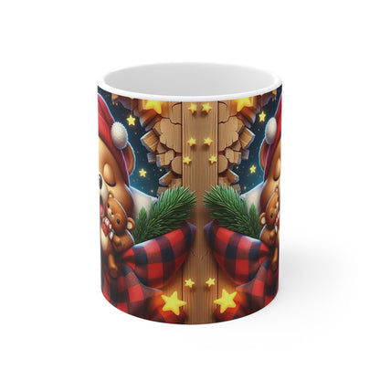 Tasse Ourson Hiver – Mug Céramique 325ml – Cadeau Cocooning Noël Animaux Mignons