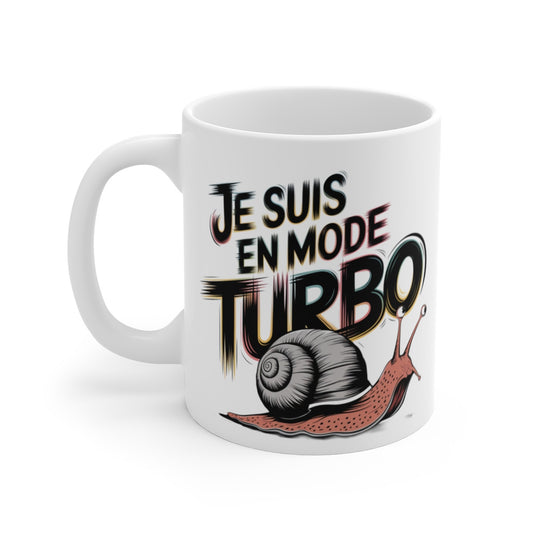 Mug Humour Escargot Je suis en mode TurboTasse Drôle Détente Paresse Style Rétro Cadeau Fun Original