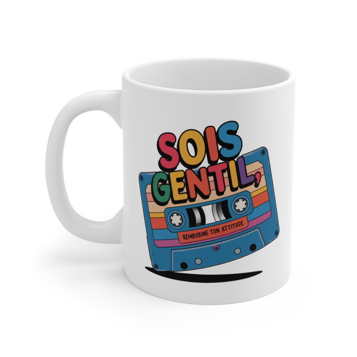 Mug Sois Gentil Rembobine Ton Attitude Tasse K7 Vintage Humour Rétro Original Cadeau Nostalgique Musique