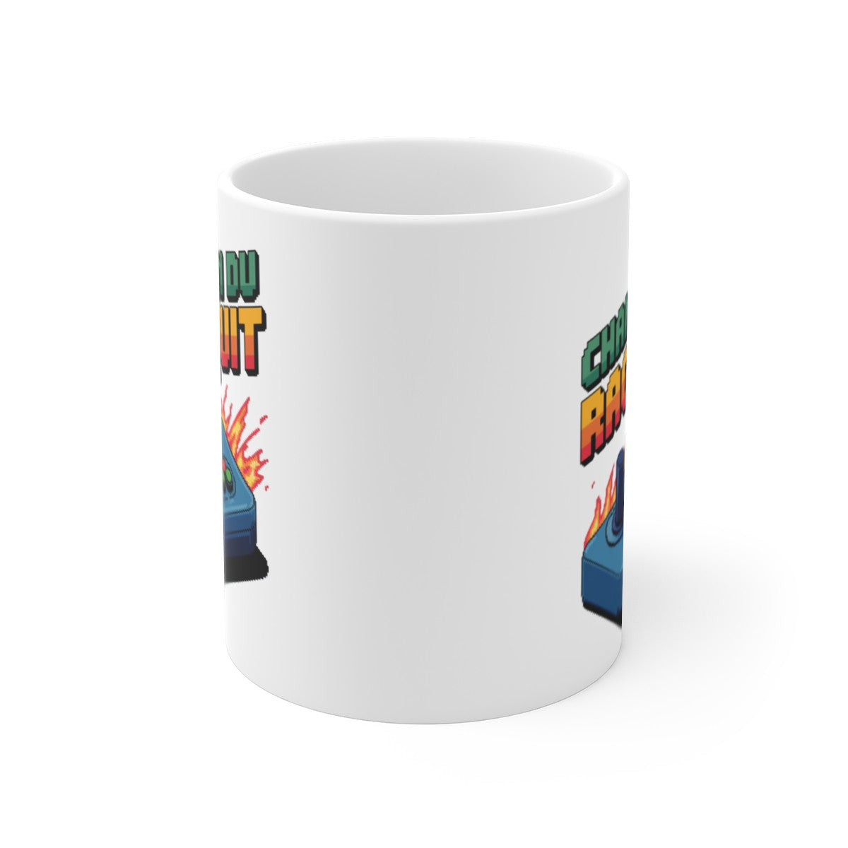 Mug Gamer Champion du Rage Quit Tasse Pixl Art Rétro Gaming Drôle Cadeau Geek Joueur Arcade Joystick Flamme  Jeu Vidéo