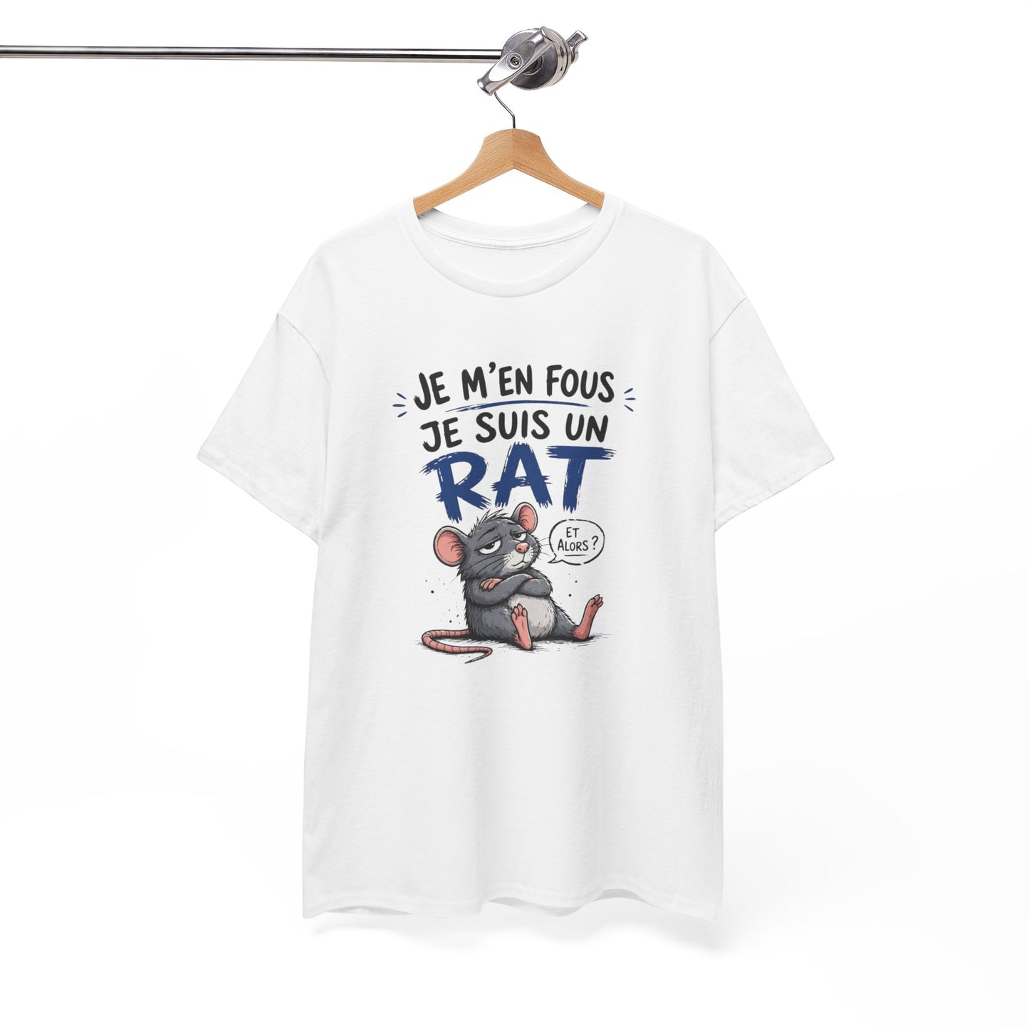 T-Shirt Humour Je M’en Fous Je Suis Un Rat – Tee Shirt Drôle Insolent Animal Cool – Cadeau Original Homme Femme