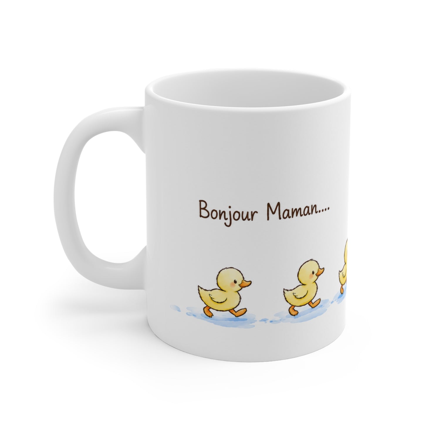 Tasse Bonjour Maman – Mug Citation Maman avec Canards – Cadeau Tendre Femme 325ml