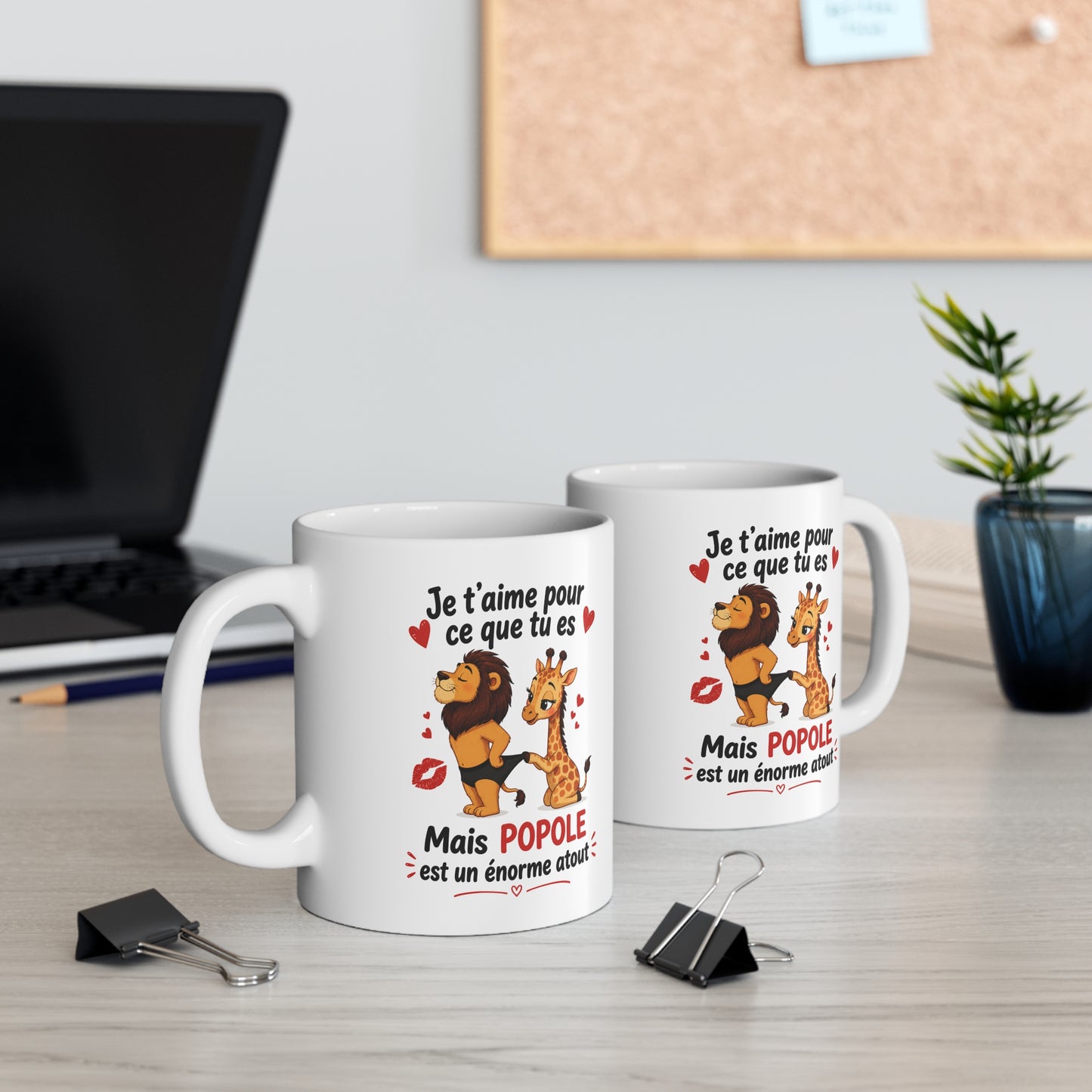 Tasse Couple Humour Lion Girafe – Mug Animaux Amoureux Romantique – Cadeau Couple Original 325ml