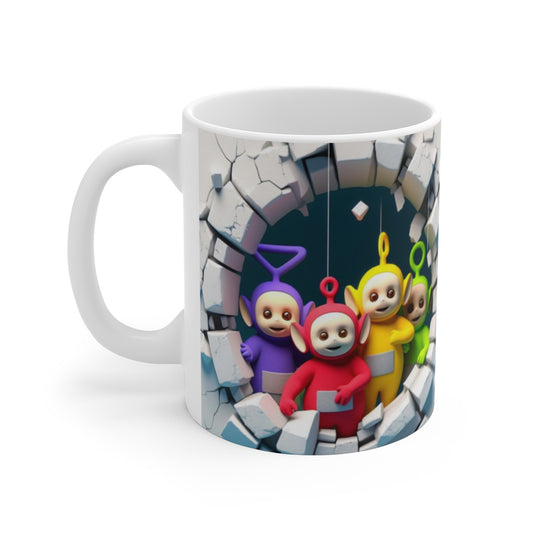Mug Teletubbies Mur Cassé –Tasse Fun avec Teletubbies Colorés –Cadeau Original pour Fans de Dessins Animés