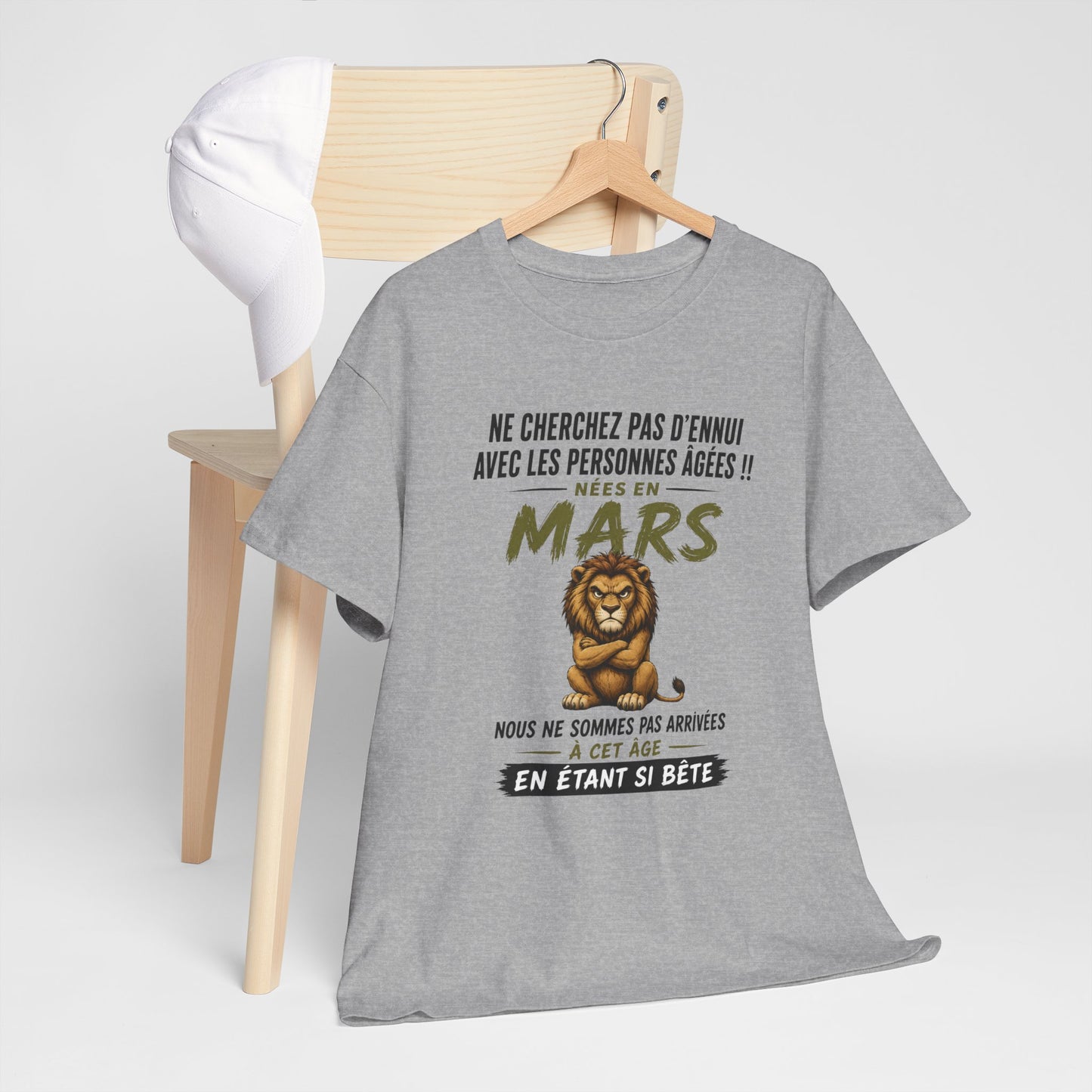 Tee-Shirt Retraité Mars Humour – Cadeau Anniversaire Senior Homme Femme – Lion Drôle Retraite