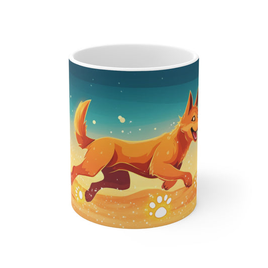 Mug Tasse Chien Magique dans le Désert Illustration Colorée et Cartoon pour enfant et adulte
