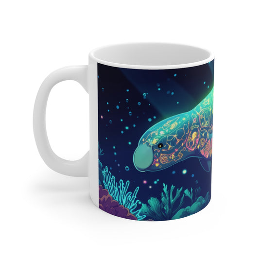 Mug Tasse Lamantin Magique Océan Illustration Fluorescente et Cartoon pour enfant et adulte