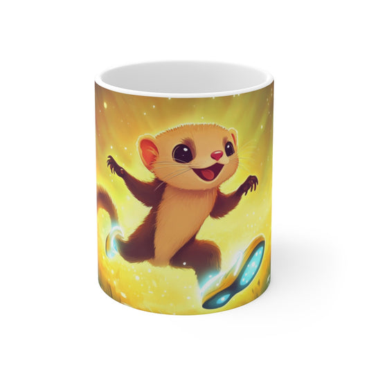 Mug Tasse Furet Magique en Forêt Illustration Cartoon Lumineuse pour enfant et adulte