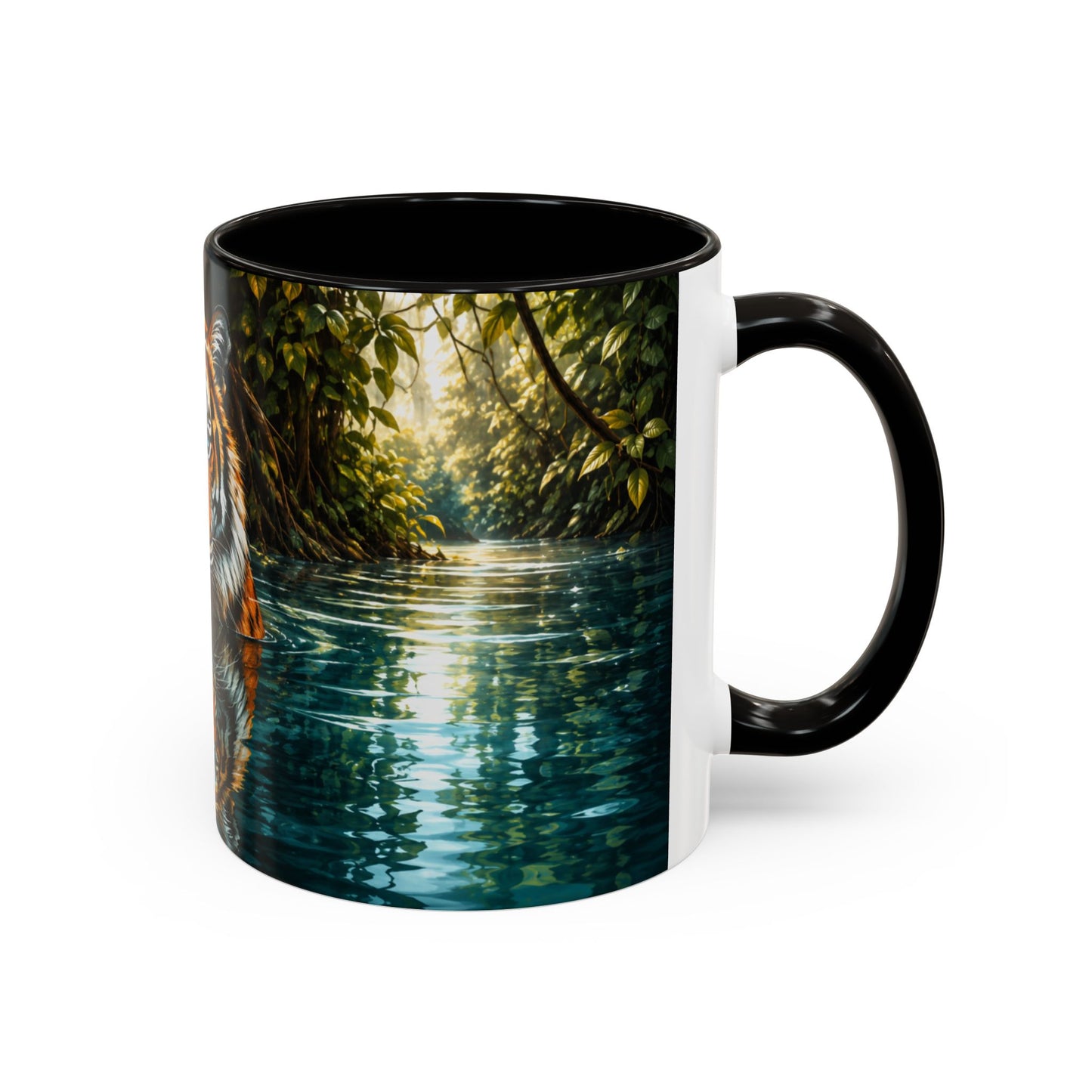 Tasse Tigre Jungle – Mug Animal Sauvage avec Reflet Eau – Cadeau Félin Nature Homme Femme 325ml