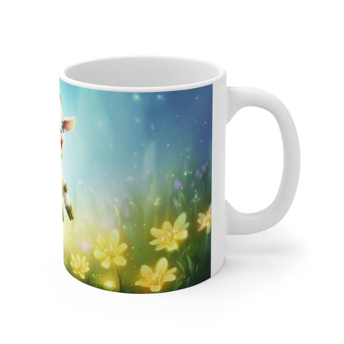 Mug Tasse Chevreau Sautant Champ Fleuri Illustration Cartoon Lumineuse pour enfant et adulte