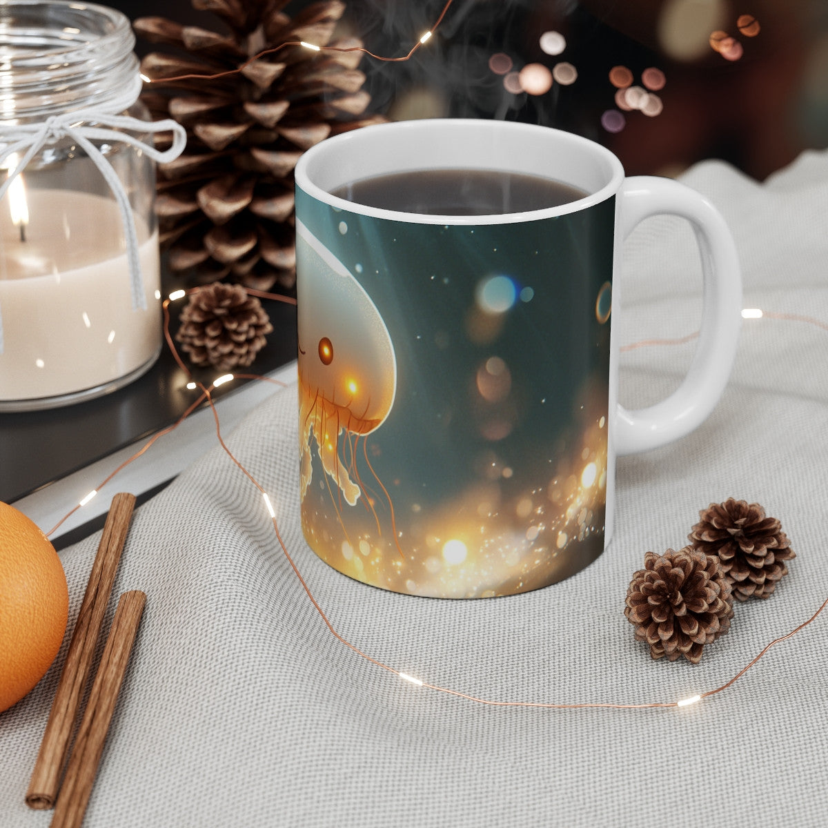 Mug Tasse Méduse Lumineuse Océan Illustration Cartoon Apaisante pour enfant et adulte