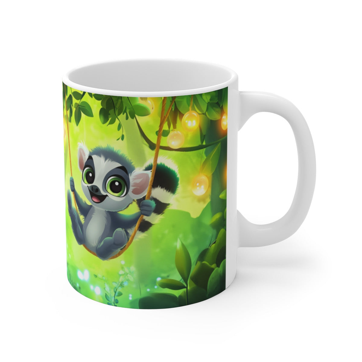 Mug Tasse Lémurien Magique en Forêt Tropicale Illustration Cartoon Lumineuse pour enfant et adulte
