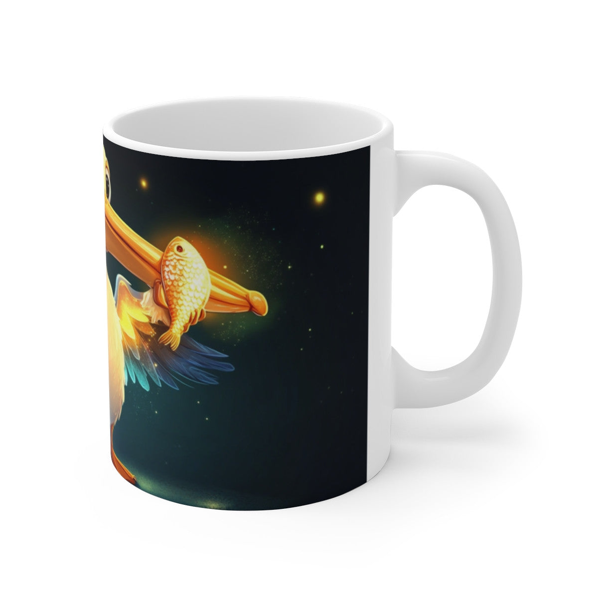 Mug Tasse Pélican Magique et Poisson Doré Illustration Cartoon Lumineuse pour enfant et adulte