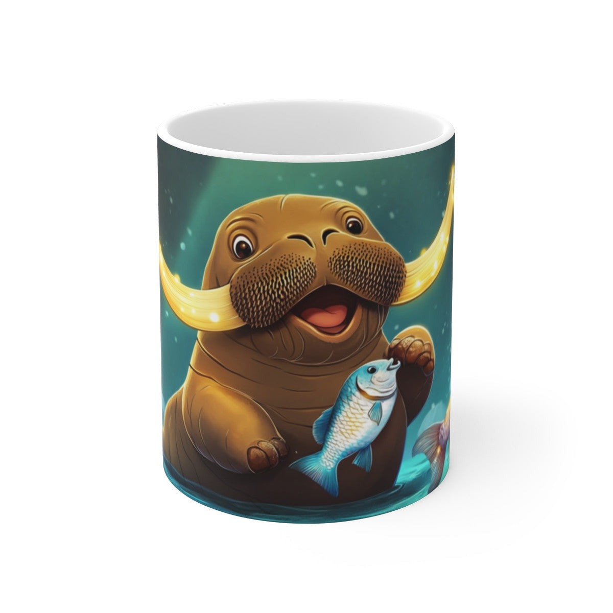 Mug Tasse Morse Magique aux Défenses Lumineuses Illustration Cartoon Sous-Marine pour enfant et adulte
