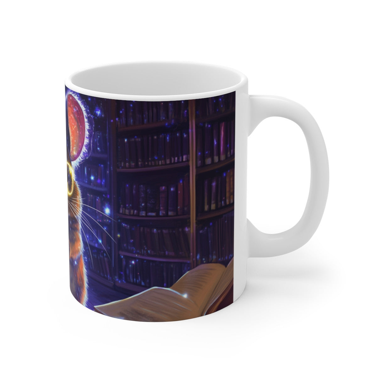 Mug Tasse Souris Magique Bibliophile avec Lunettes Lumineuses Illustration Cartoon Féérique pour enfant et adulte