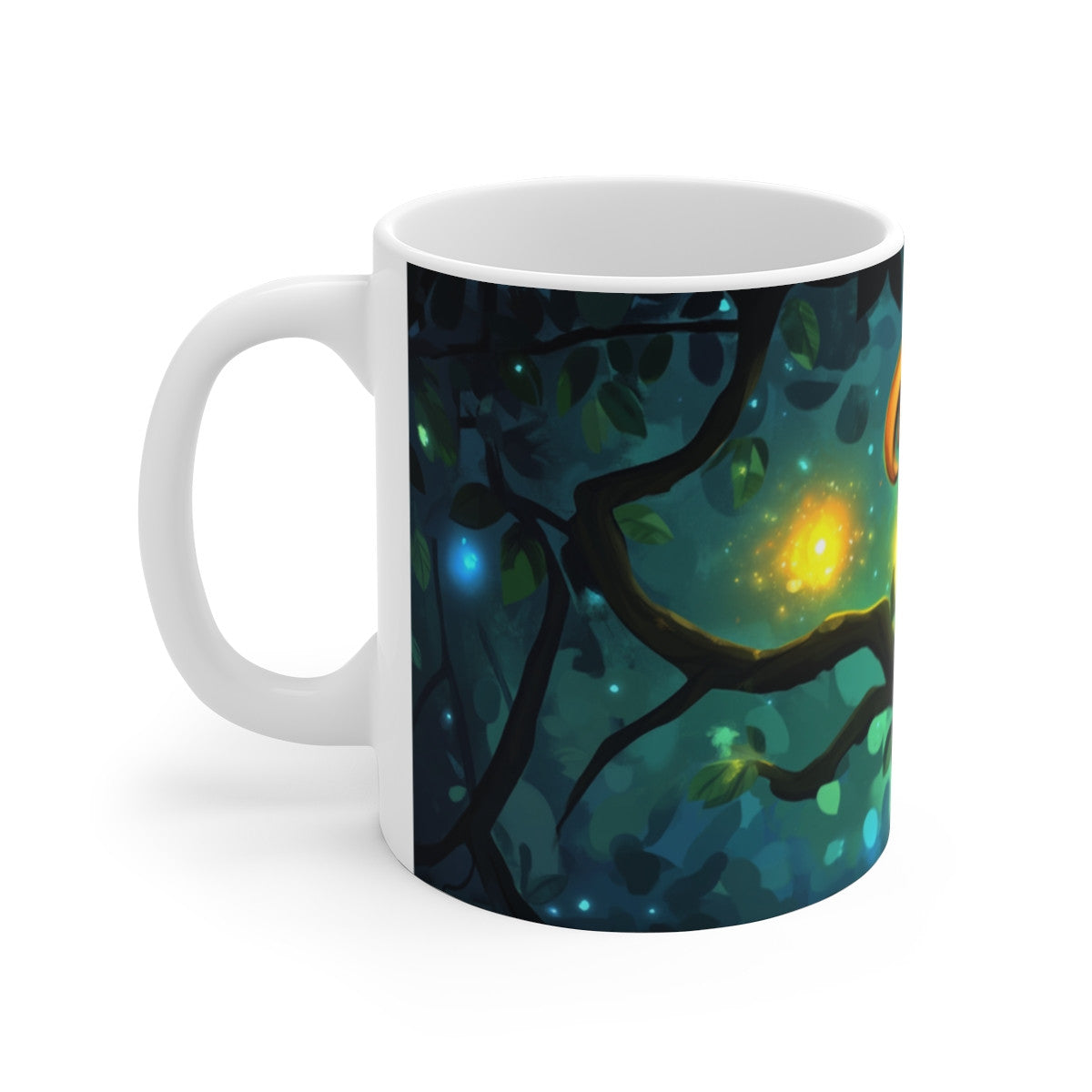 Mug Tasse Toucan Magique Nocturne Forêt Enchantée Illustration Lumineuse Cartoon pour Enfant et Adulte