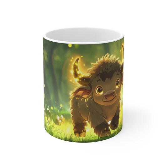 Mug Bison Enchanté – Tasse Bébé Bison Lumineux Forêt Magique Matinée Féérique pour enfant et adulte