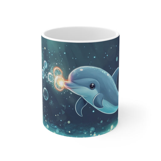 Mug Dauphin Enchanteur  Tasse Océan Magique Créature Marine Lumineuse Bulles Féériques