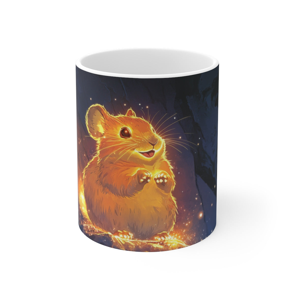 Mug Pika Lumineux – Tasse Rongeur Magique sur Rocher Nocturne Étincelant