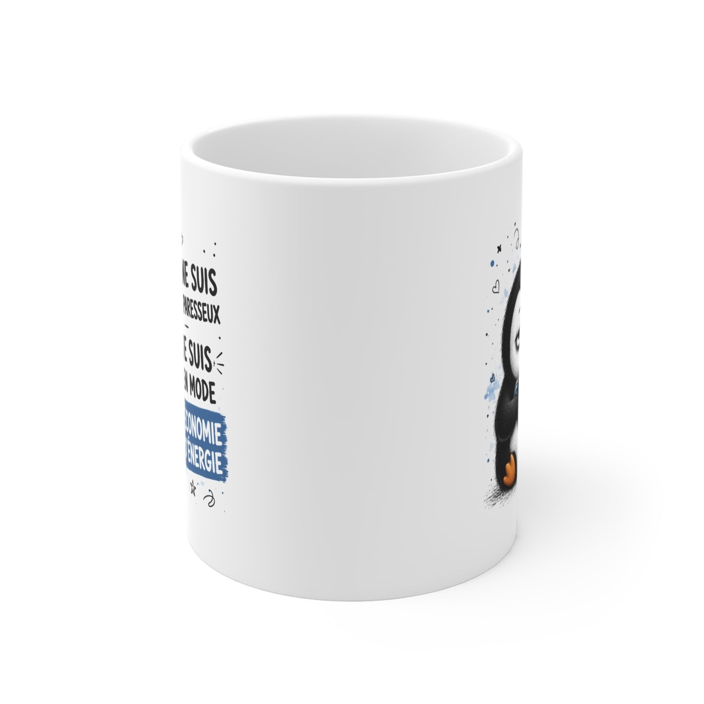 Tasse Je Ne Suis Pas Paresseux Je Suis en Mode Économie d'Énergie – Mug Humour Pingouin – Cadeau Drôle Homme Femme 325 ml