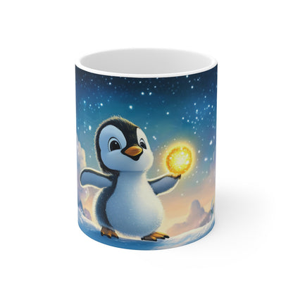 Mug Bébé Manchot Magique – Tasse Pingouin Neige & Lumière Polaire Étincelante pour enfant et adulte