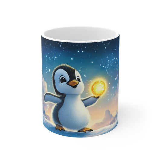 Mug Bébé Manchot Magique – Tasse Pingouin Neige & Lumière Polaire Étincelante pour enfant et adulte