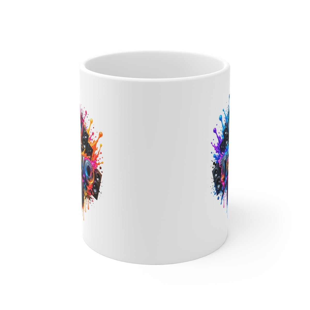 Mug Techno DJ Coloré – Tasse Musique Électronique avec Platines et Enceintes – Cadeau Original Amateur de Techno et de Soirées