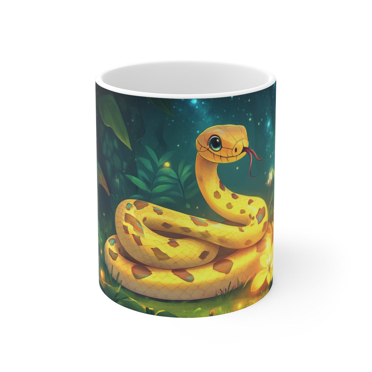 Mug Serpent Magique – Tasse Jungle Mystique Serpent Doré Lumineux Fleur Enchantée