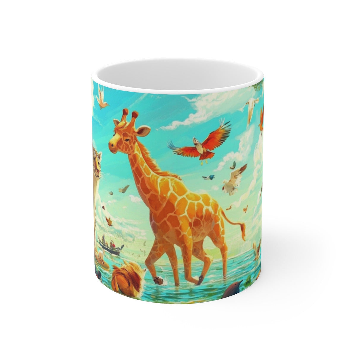 Mug Safari Arc-en-Ciel – Illustration Jungle Aquatique Colorée avec Animaux Exotiques