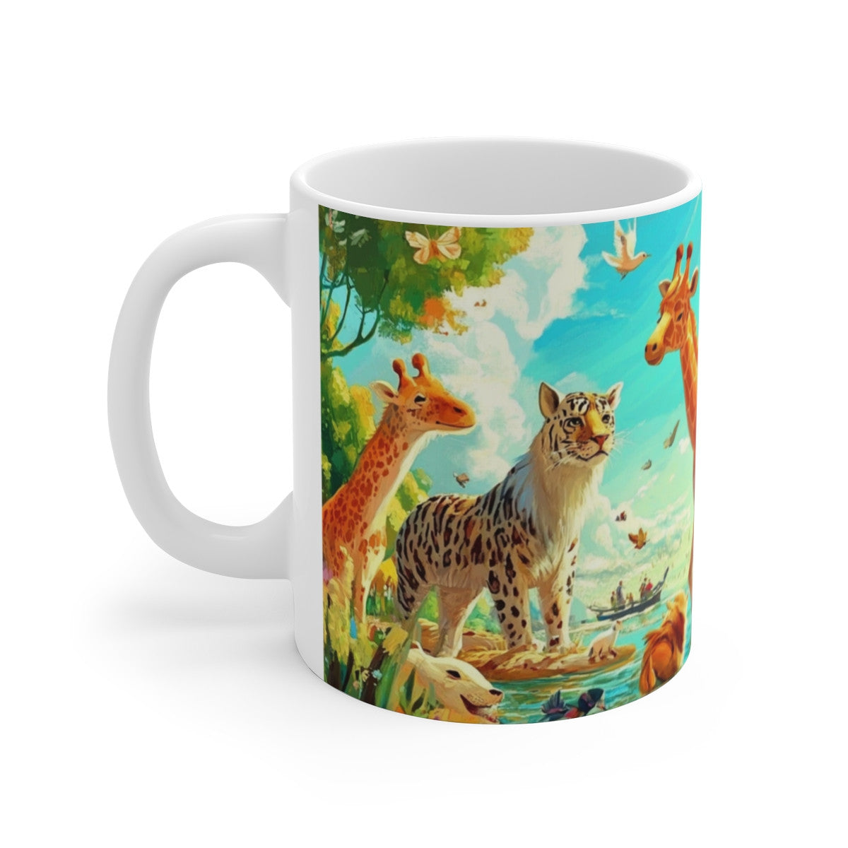 Mug Safari Arc-en-Ciel – Illustration Jungle Aquatique Colorée avec Animaux Exotiques