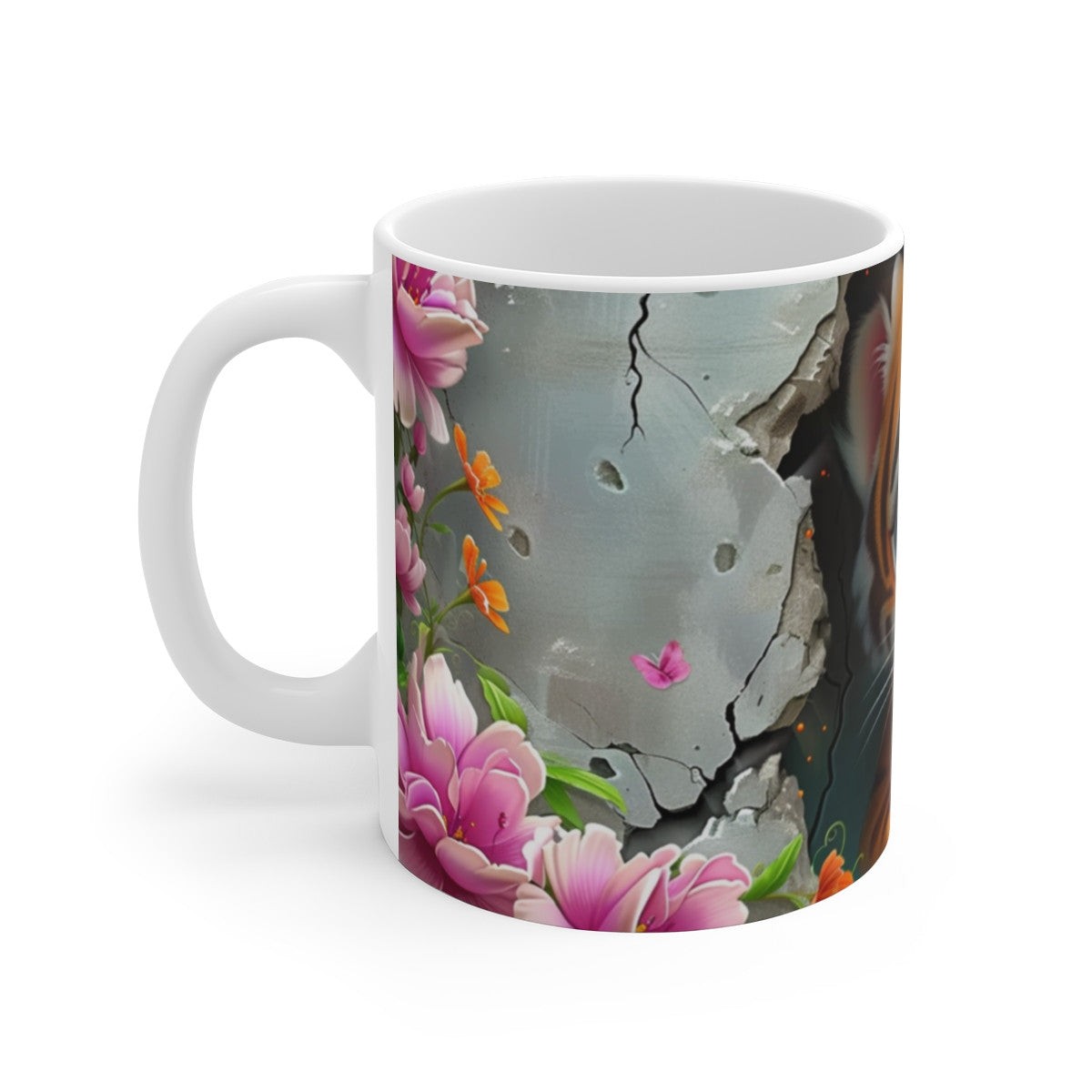 Tasse Tigre Mignon Cartoon  Mug Animal Enfant et Adulte Fleurs