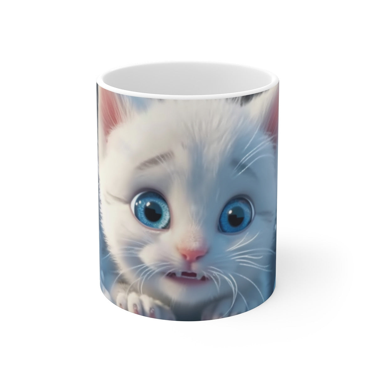 Mug Tasse Chaton Blanc Mignon – Animal Hiver Neige Enfant Adulte