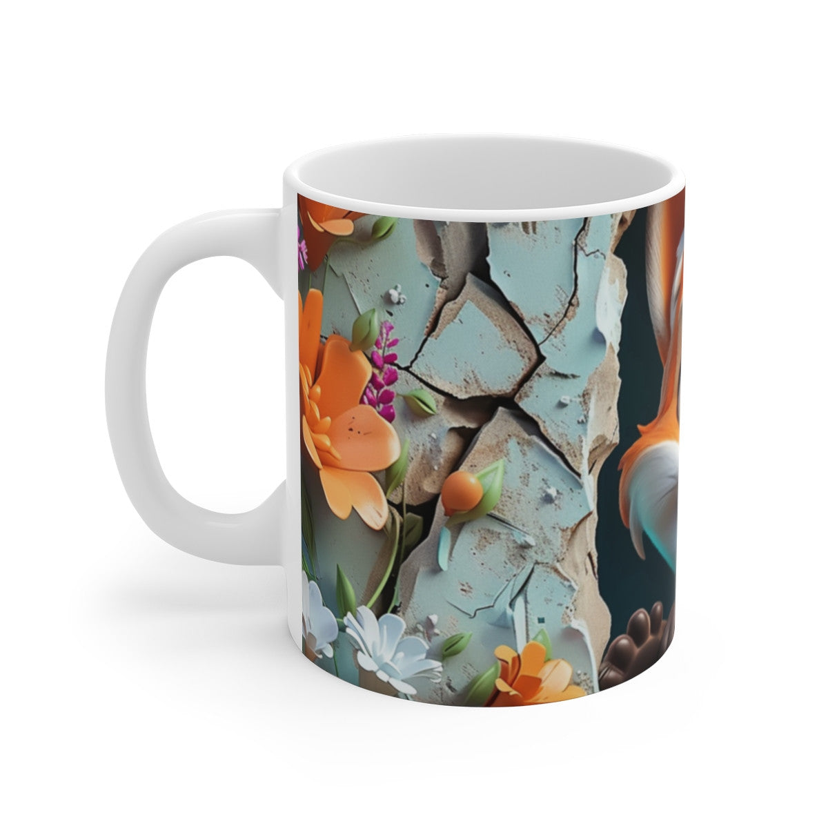 Mug Tasse Renard Mignon Cartoon – Animal Enfant Adulte Fleurs Nature