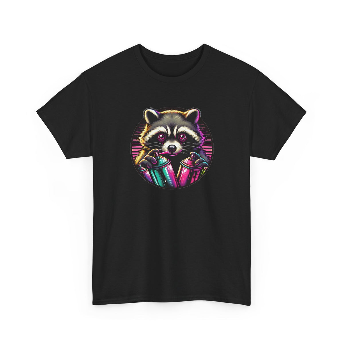 Tee Shirt Raton Laveur Graffiti Homme Femme – T-Shirt Animal Street Art Bombes de Peinture – Design Urbain Coloré
