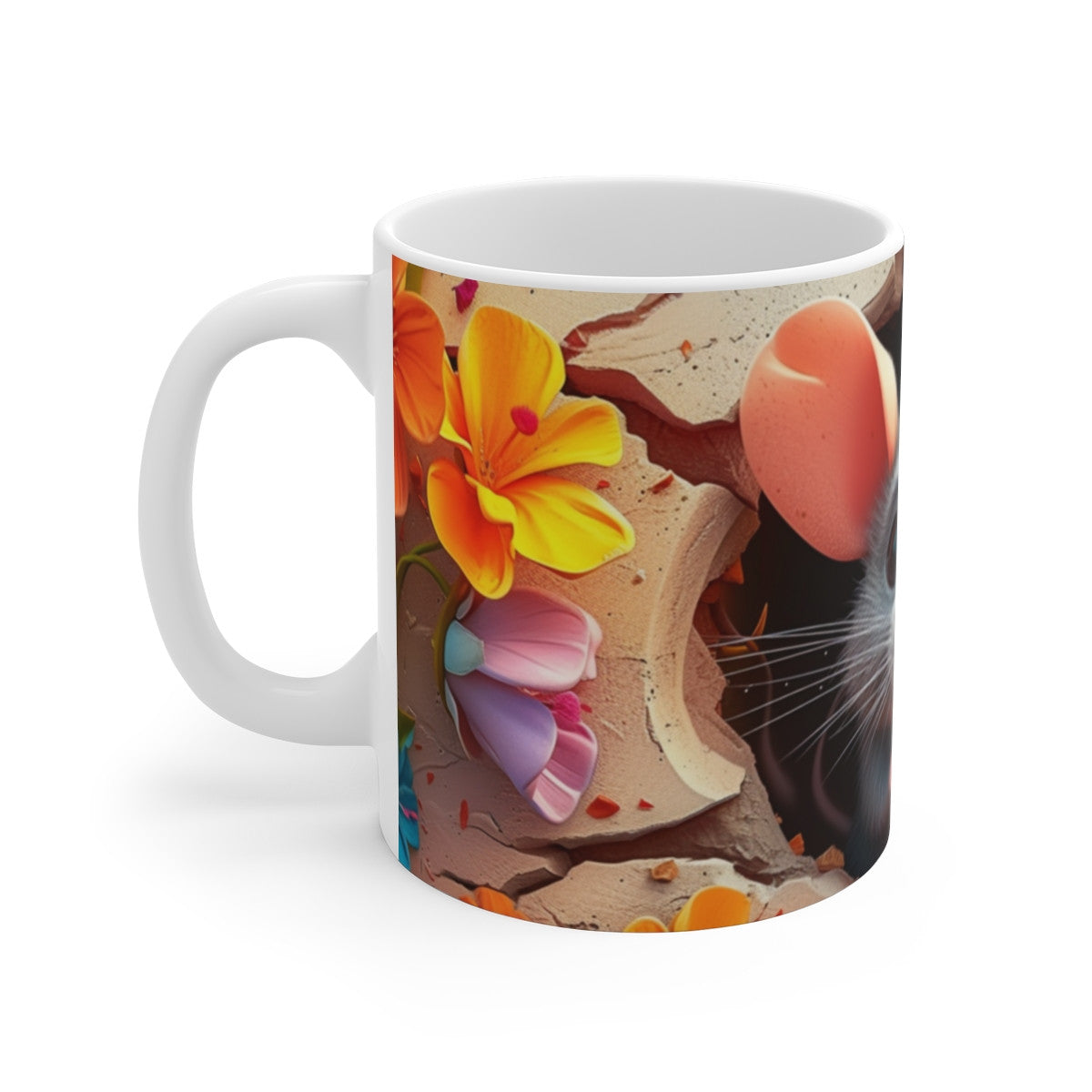 Mug Tasse Souris Mignonne Cartoon – Animal Fleurs Enfant Adulte Nature