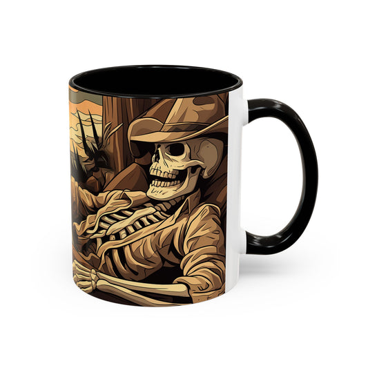Mug Cowboy Squelette Relax – Tasse Western Humoristique Vintage avec Cowboy Mort Vivant – Cadeau Original Humour Country 325ml
