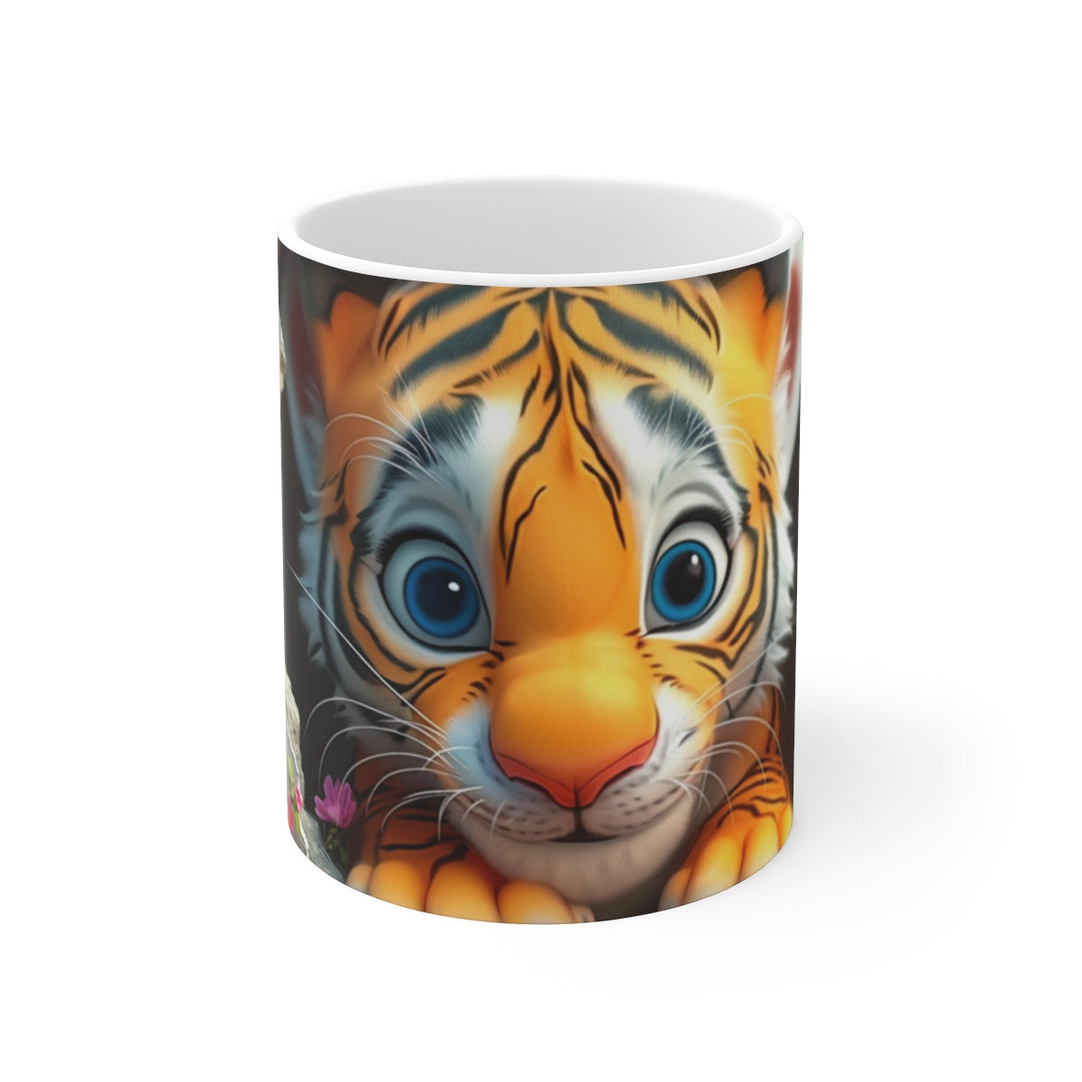 Mug Tasse Tigre Mignon Cartoon – Animal Jungle Fleurs Enfant Adulte