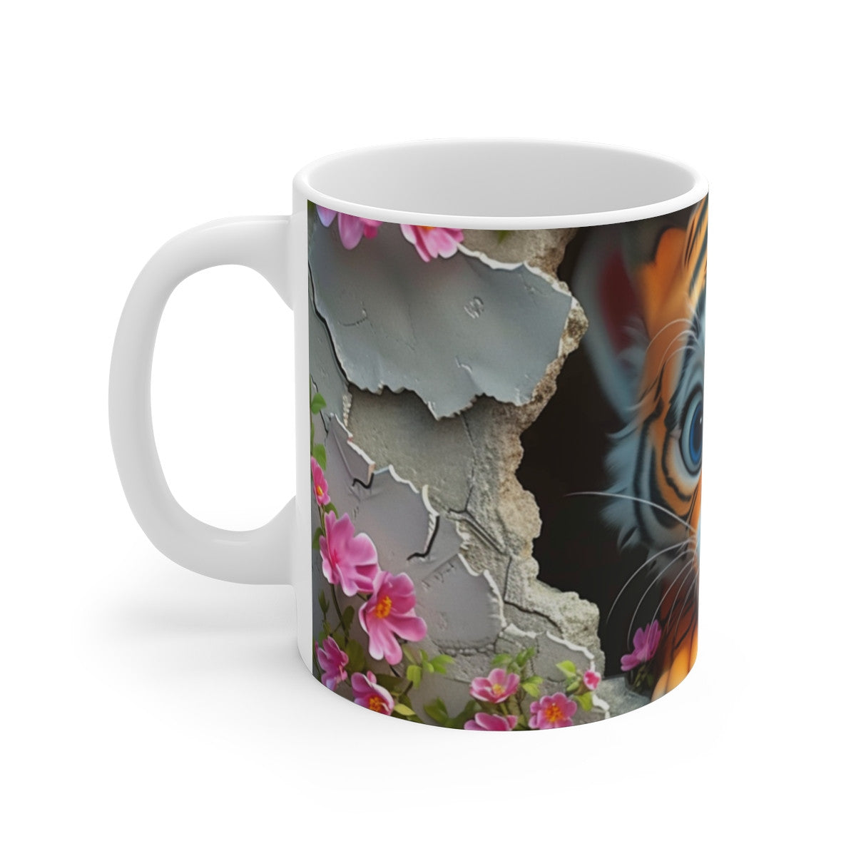 Mug Tasse Tigre Mignon Cartoon – Animal Jungle Fleurs Enfant Adulte