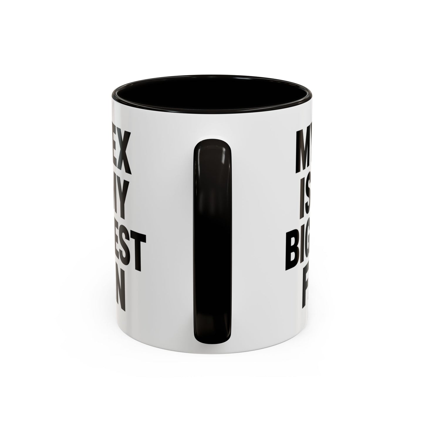 Mug Humour Anglais – My Ex Is My Biggest Fan – Tasse Citation Drôle et Sarcastique – Cadeau Original Céramique 325ml Noir Bleu Rouge