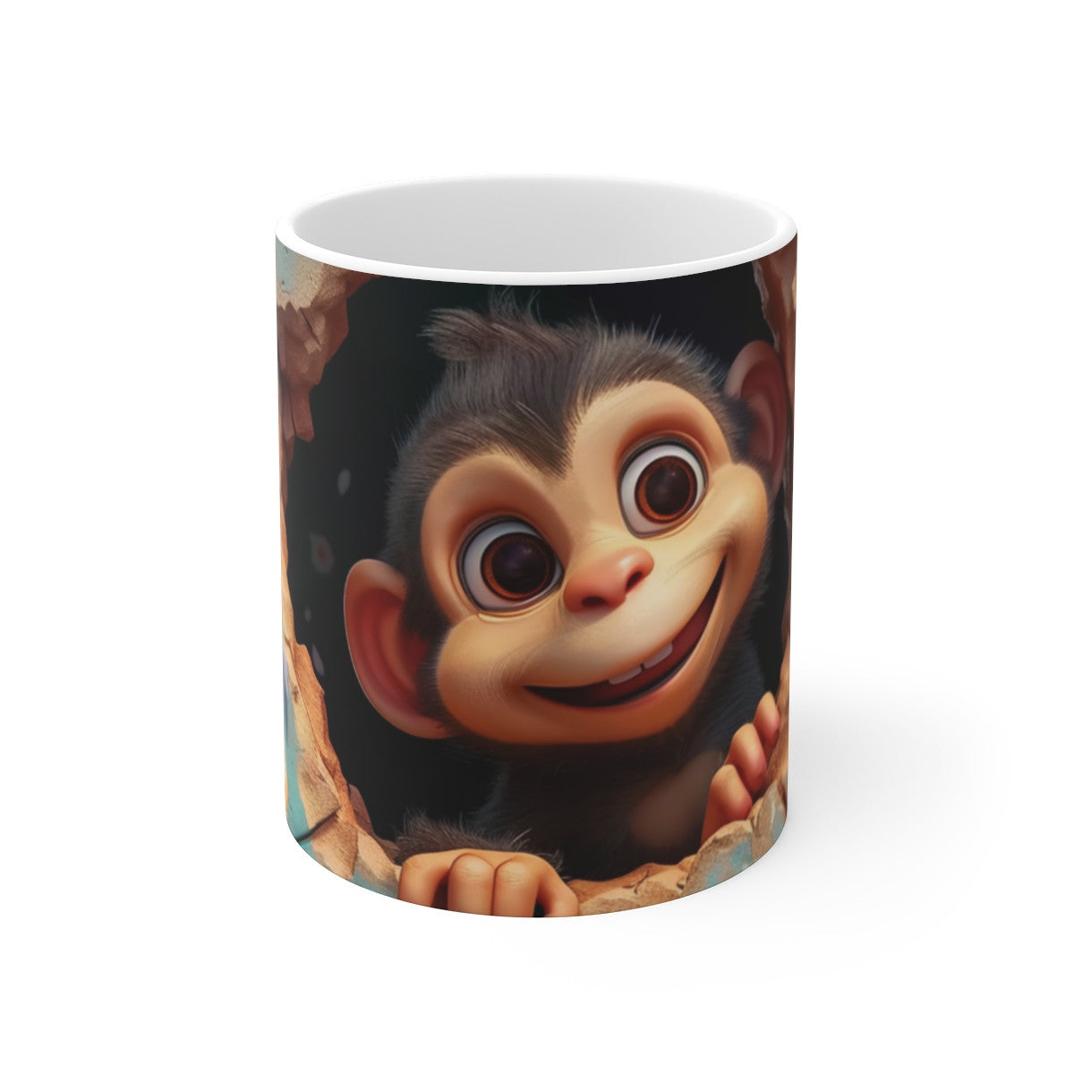 Mug Tasse Singe Mignon Cartoon – Animal Jungle Fleurs Enfant Adulte