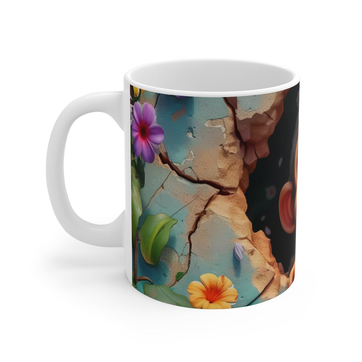 Mug Tasse Singe Mignon Cartoon – Animal Jungle Fleurs Enfant Adulte