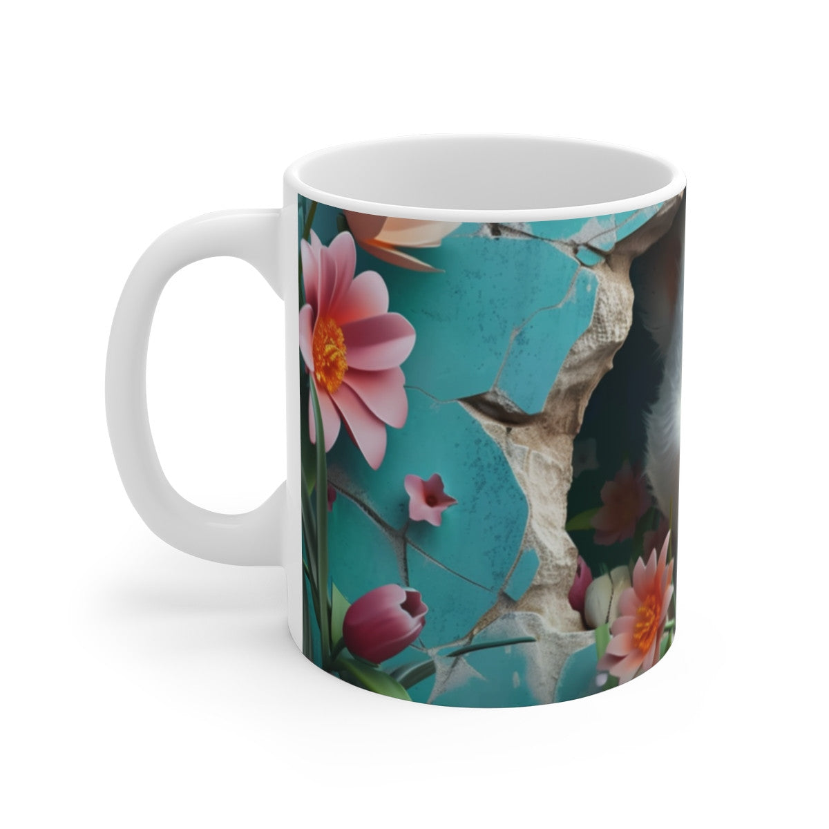 Mug Tasse Ours Polaire Mignon Cartoon – Animal Hiver Fleurs Enfant Adulte