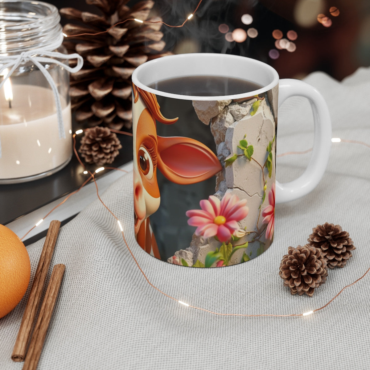 Mug Tasse Vache Mignonne Cartoon – Animal Ferme Fleurs Printemps Enfant Adulte